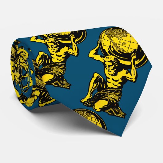 Blaue u. gelbe Atlas-Hals-Krawatte Krawatte (Gerollt)