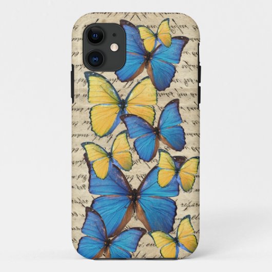 Blaue u. gelbe butterrflies Case-Mate iPhone hülle (Rückseite)