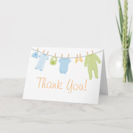 Blaue u. grüne kleine Kleidung, die Baby Dankeskarte