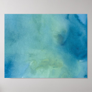 Blaue u. grüne MarmorWasserfarbe Poster
