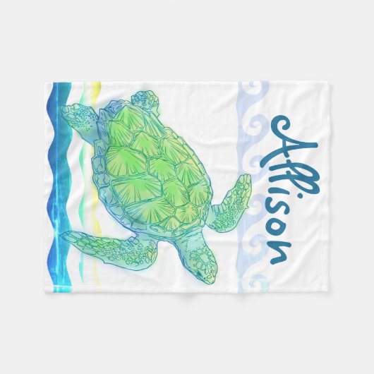 Blaue u. grüne Meeresschildkröte Fleecedecke (Vorderseite (Horizontal))