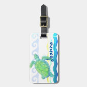 Blaue u. grüne Meeresschildkröte Gepäckanhänger (Vorderseite vertikal)