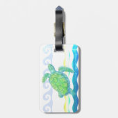 Blaue u. grüne Meeresschildkröte Gepäckanhänger (Rückseite vertikal)
