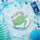 Blaue u. grüne Meeresschildkröte Pappteller (Party)