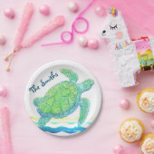 Blaue u. grüne Meeresschildkröte Pappteller (Party)