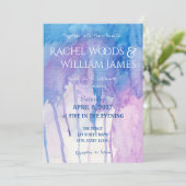 Blaue u. lila Wedding Einladung des Watercolor-| (Stehend Vorderseite)