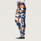 Blaue u. orange Camouflage Leggings (Links)