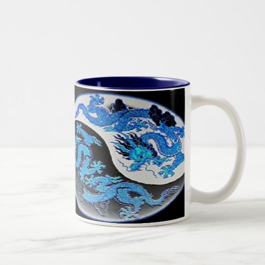 Blaue u. orange Yin-Yang Drache-Kaffee-Tasse Zweifarbige Tasse (Rechts)