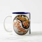 Blaue u. orange Yin-Yang Drache-Kaffee-Tasse Zweifarbige Tasse (Links)