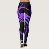 Blaue u. rosa Tentakeln auf Schwarzem - Leggings (Rückseite)