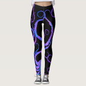 Blaue u. rosa Tentakeln auf Schwarzem - Leggings (Vorderseite)