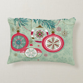 Blaue u. rote Retro Weihnachtsverzierungen Dekokissen