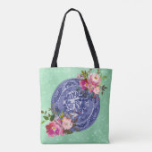 Blaue u. weiße China-blaue Weide und Rosen Tasche (Rückseite)