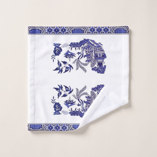 Blaue u. weiße China-blauer Weide-Entwurf Badhandtuch Set (Waschlappen)