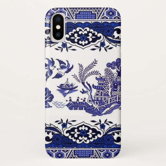 Blaue u. weiße China-blauer Weide-Entwurf Case-Mate iPhone Hülle (Rückseite)
