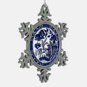 Blaue u. weiße China-blauer Weide-Entwurf Schneeflocken Zinn-Ornament (Links)