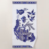 Blaue u. weiße China-blauer Weide-Entwurf Strandtuch (Vorderseite)