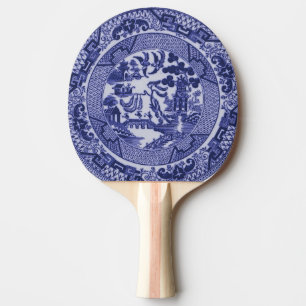 Blaue u. weiße China-blauer Weide-Entwurf v2 Tischtennis Schläger