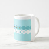 Blaue u. weiße Kreise danken Ihnen Tasse (VorderseiteRechts)
