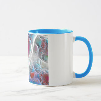 Blaue u. weiße Steppdecke - Magenta-u. Aqua-Freude Tasse