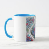 Blaue u. weiße Steppdecke - Magenta-u. Aqua-Freude Tasse (Links)