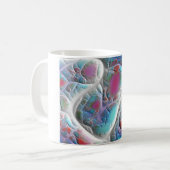 Blaue u. weiße Steppdecke - Magenta-u. Aqua-Freude Tasse (Vorderseite Links)