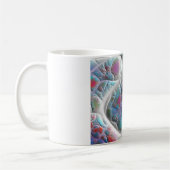 Blaue u. weiße Steppdecke - Magenta-u. Aqua-Freude Tasse (Links)