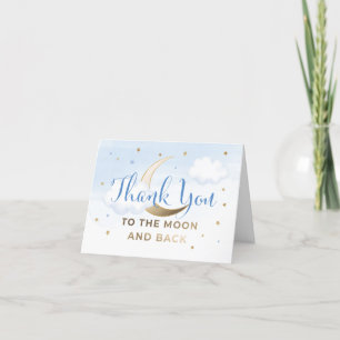 Blaue Über den Mond Baby Shower Dankeskarten Dankeskarte