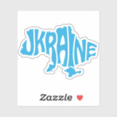 Blaue Ukrainische Karte mit Inschrift Ukraine Aufkleber (Blatt)