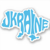 Blaue Ukrainische Karte mit Inschrift Ukraine Aufkleber (Vorderseite)