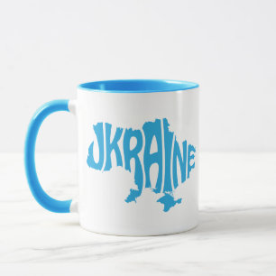 Blaue Ukrainische Karte mit Inschrift Ukraine Tasse