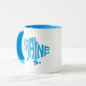 Blaue Ukrainische Karte mit Inschrift Ukraine Tasse (Vorderseite Links)