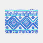 Blaue ukrainische Querstich-Muster-Baby-Decke Fleecedecke (Vorderseite (Horizontal))