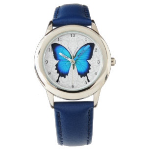 Blaue Ulysses-Schmetterlings-Kinderuhr Armbanduhr