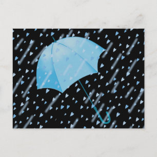 BLAUE UMBRELLA DUSCHEN AUS LIEBE VON SHARON SHARPE POSTKARTE