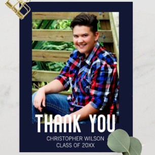 Blaue Umrandung Foto Abschluss Danke Postkarte