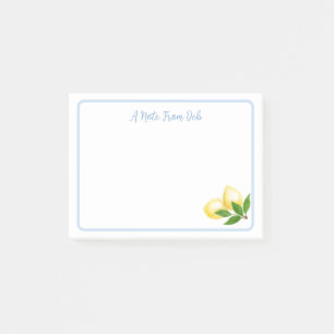 Blaue Umrandung Handbemalte Amalfi Zitronen NAME Post-it Klebezettel