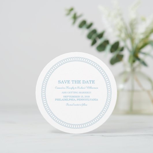 Blaue Umrandung Save the Date einladen Einladung (Stehend Vorderseite)