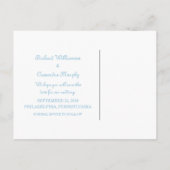 Blaue umrundete Save the Date Postkarte (Rückseite)