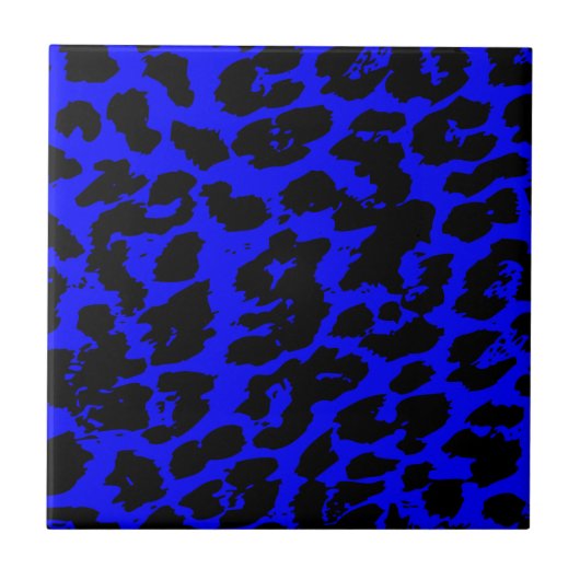 Blaue und Abstrakte Geparden Fliese (Vorderseite)