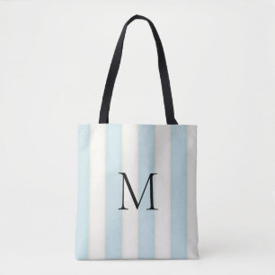 Blaue und Antiqu Weiß gestreifte monogrammierte Ta Tasche