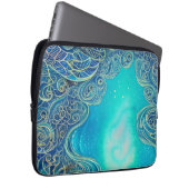 Blaue und Aquamarine Abstrakte Kunst Laptopschutzhülle (Vorne Rechts)