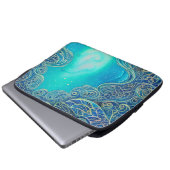Blaue und Aquamarine Abstrakte Kunst Laptopschutzhülle (Vorne Knopf)