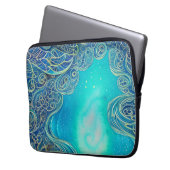 Blaue und Aquamarine Abstrakte Kunst Laptopschutzhülle (Vorderseite Links)