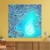 Blaue und Aquamarine Abstrakte Kunst Leinwanddruck (Insitu (Wohnzimmer))