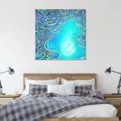 Blaue und Aquamarine Abstrakte Kunst Leinwanddruck (Insitu (Schlafzimmer))