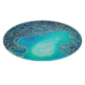 Blaue und Aquamarine Abstrakte Kunst Schneidebrett (Ecke)