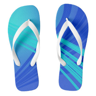 Blaue und Aquamarine Abstrakte Linien Badesandalen