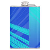 Blaue und Aquamarine Abstrakte Linien Flachmann (Rückseite)