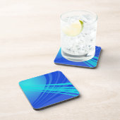 Blaue und Aquamarine Abstrakte Linien Getränkeuntersetzer (Rechte Seite)